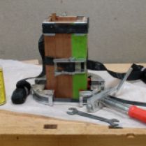 Three clamps, glued together, cure overnight
