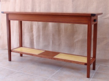 Hall Table: African Mahogany & Woven Cane